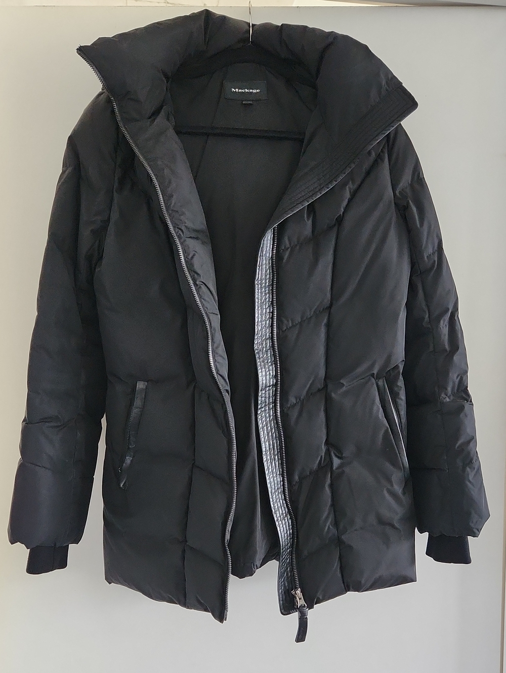 Mackage Black Quilted Puffer Coat with High Collar